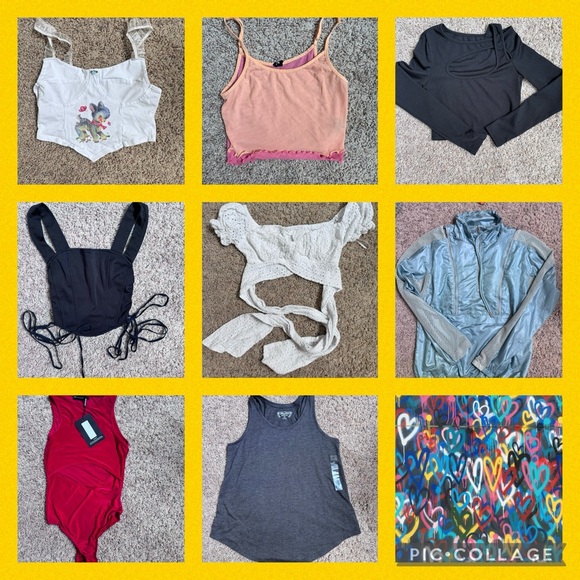 (8) XS top shirt bodysuit tank jacket SHEIN fp movement mudd PrettyLittleThing - Picture 1 of 9